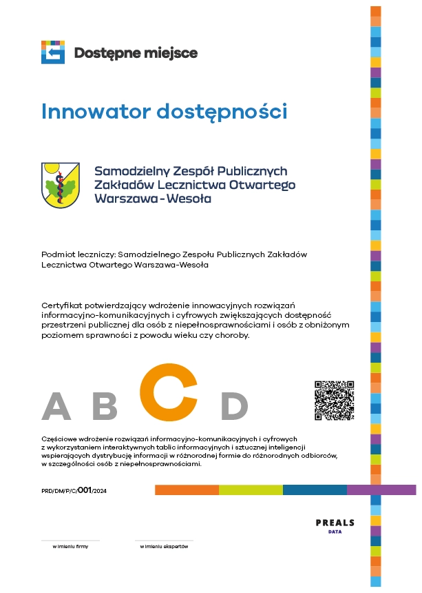 Grafika przedstawiająca certyfikat dostepnemiejsce.pl