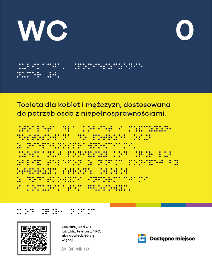 Grafika przedstawiająca tablicę informacyjną z Braille